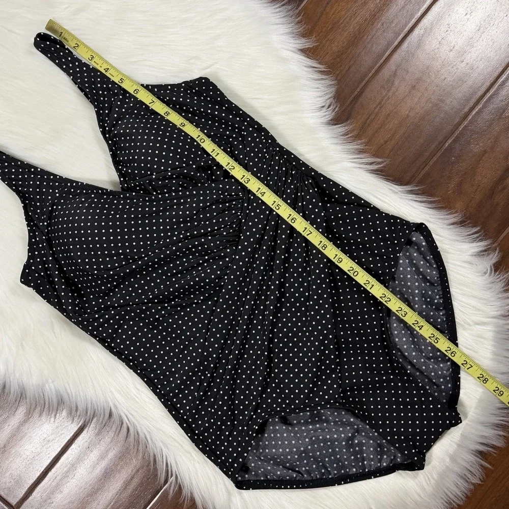 Miraclesuit‎ Size 14 Black Polka Dot Pin Point Oceanus One Piece Swimsuit
